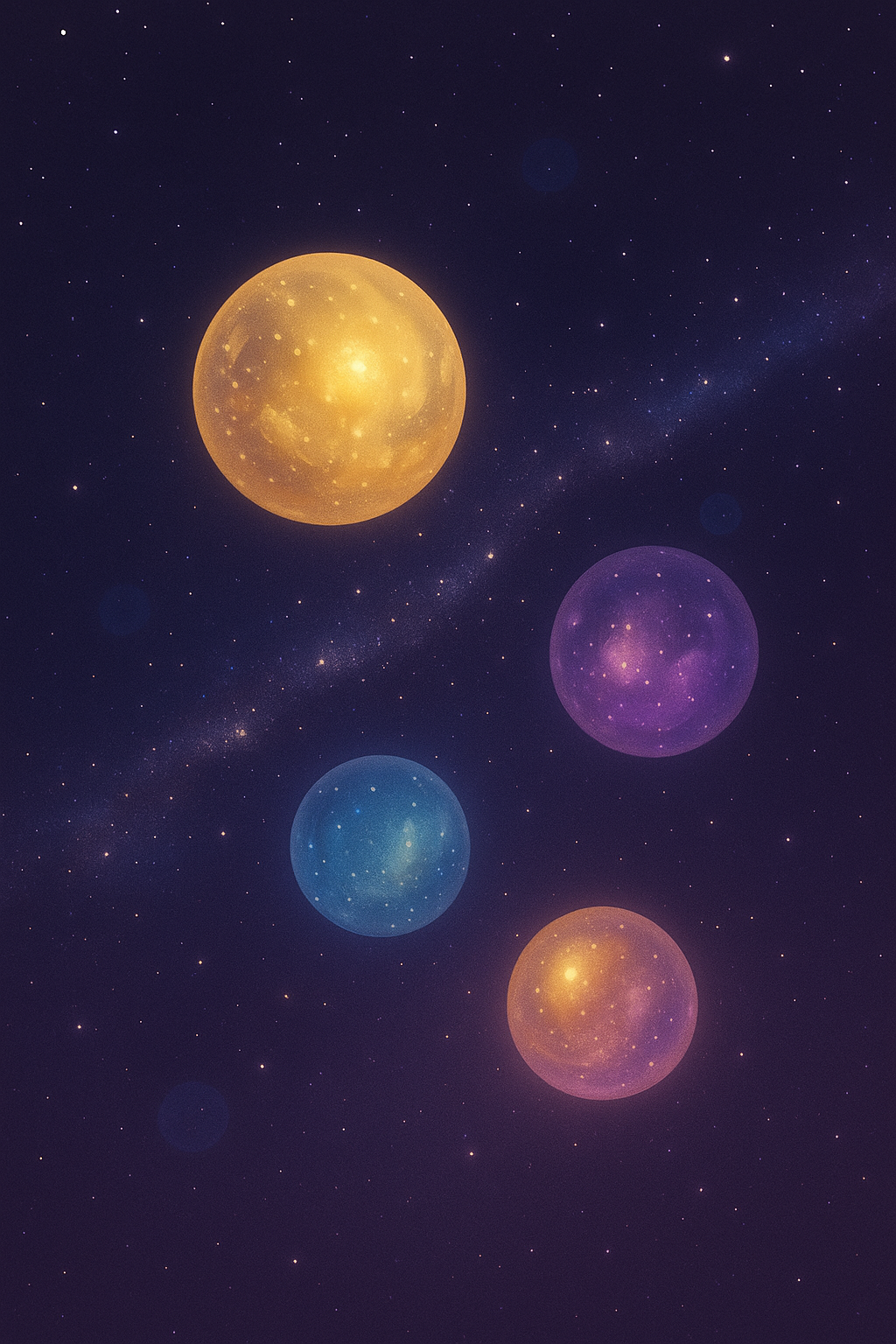 Step 4 – 여러 감정이 별이 되어 하나의 은하로 모이는 예시 이미지